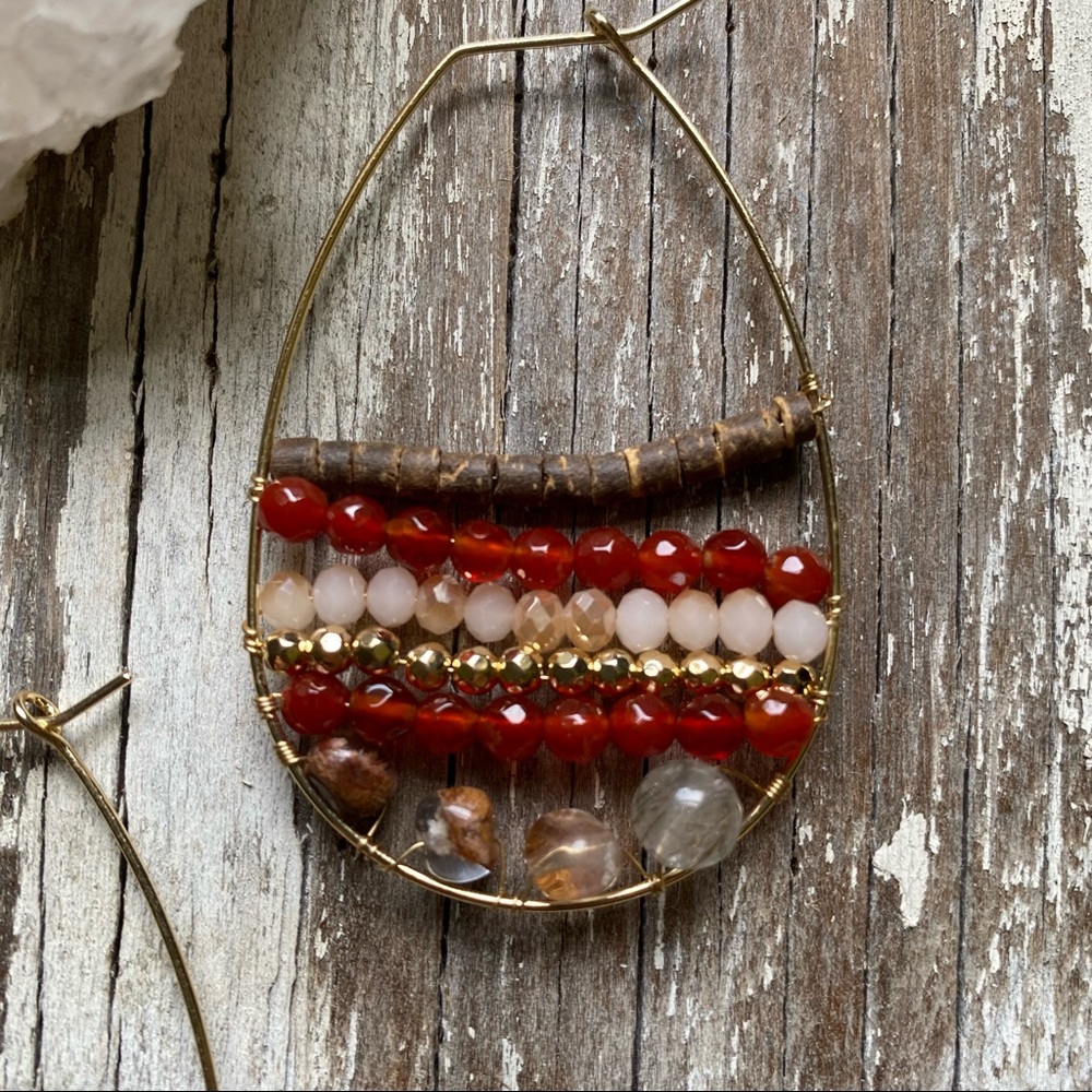New Anthro Julien Beaded Hoop Earrings - Picture 4 of 5